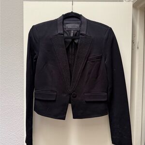 BCBGMaxAzria Black Cropped Embellished Tuxedo Blazer